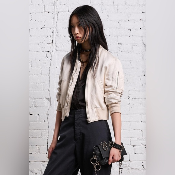R13 cream shrunken flight bomber jacket - Picture 1 of 12